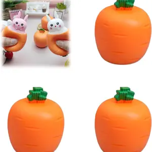 3pcs Easter Basket Essentials, 2026 New Carrot Rabbit Stress Relief Fidget Toys, Squishes Carrot Bunny Funny Novelty Toy Squeeze Toys, Pop Up Toy for Easter Basket Stuffers, Squishies