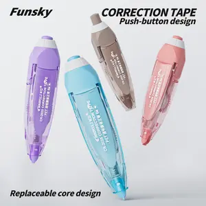 Correction tape,push-type,refillable pen-shaped design.Set: 3 main units + 10 refills.School supplies,office supplies,correction stationery,student stationery,office stationery.