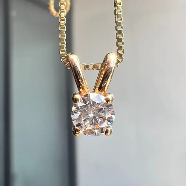 14k Gold 1/2ct, IGI Certified Diamond Necklace, D Color, VS2+ Clarity Collana Solitaria by Vecchio Vassari, Elegant, Pendant Classics