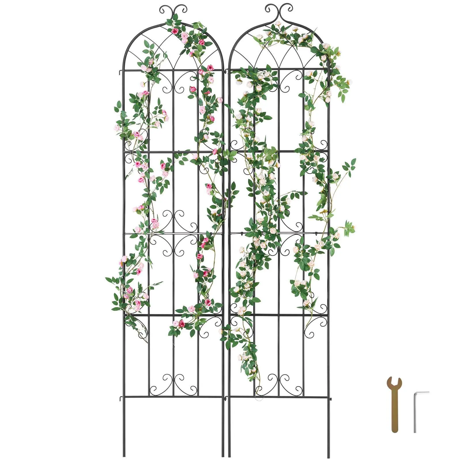 【Summerfinds】VEVOR Chic Aesthetic Rustproof Metal Garden Trellis - Sturdy Q195 Solid Metal, Durable Powdercoat, 2 Packs (87x20 in) Patio Outdoor Plant Support, All-Weather Durability, Easy Setup Home Vertical Garden Accessory for Roses, Gardening