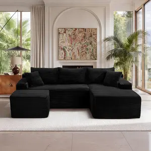 94.5" U-Shaped Cloud Sectional Sofa with Deep Seat,No Assembly Required,Modular Couches Sleeper for Living Room,Bedroom,Apartment