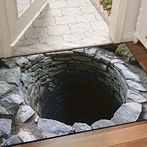 3D Illusion Effect Rug, Creative Fun Playful Touch Visual Illusion Door Mat, Durable Anti-Slip Indoor Floor Mat for Living Room Bedroom Entrance