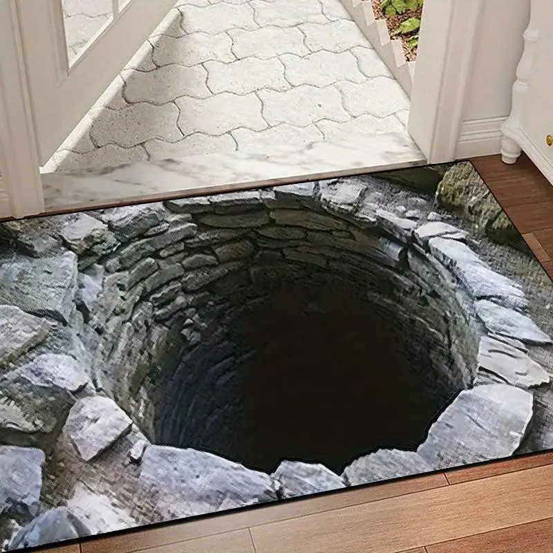 3D Illusion Effect Rug, House Decor Rug, Creative Fun Playful Touch Visual Illusion Door Mat, Durable Anti-Slip Indoor Floor Mat for Living Room Bedroom Entrance