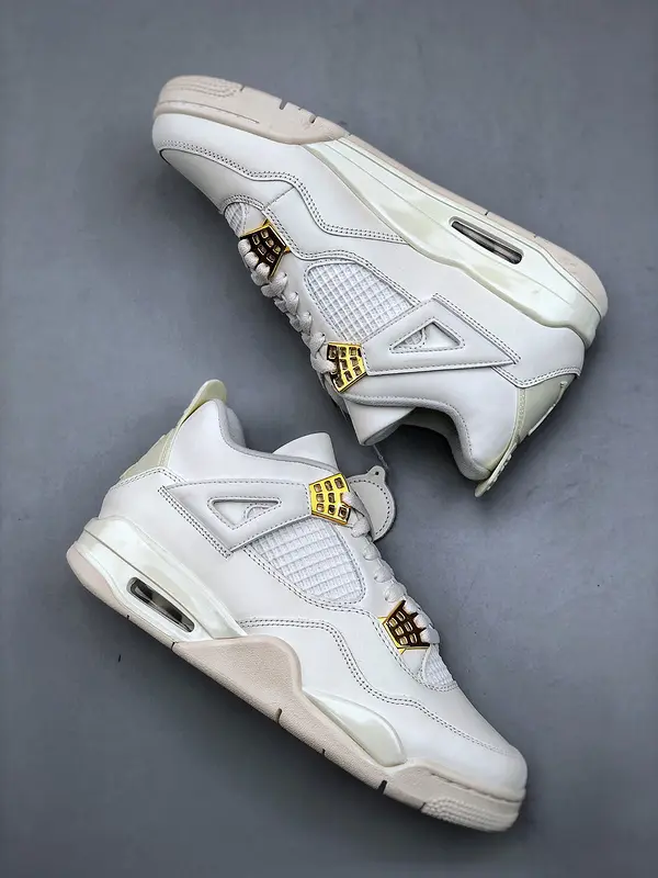 Mid Top Leather Mesh Sneakers Off White With Gold Hardware, Air Cushion Sole, Retro Basketball Shoes, Breathable Street Casual Daily Footwear