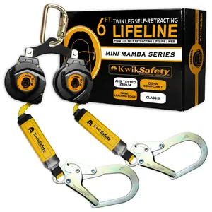 KwikSafety mini MAMBA Twin Leg 6' Self Retracting Lifeline, Web - Model No.: KS7931