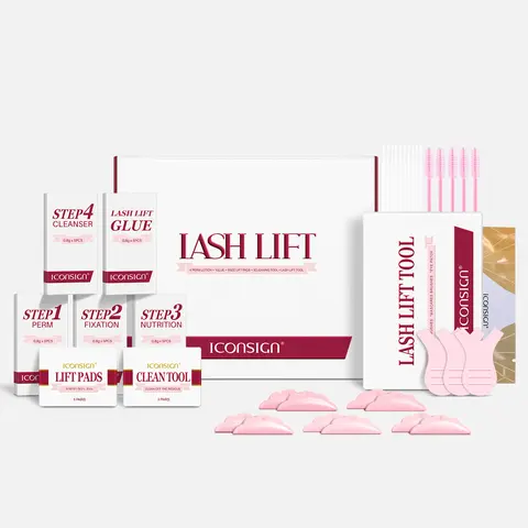 ICONSIGN Beginner-Friendly DIY Eyelashes Kit for Adults - Cosmetic Lash Lift & Perm Set, 5-8 Mins Fast Lifting, Easy-to-Use Single Item, Independent Pouch, Always Do Test Before Perming, Perfect Gift