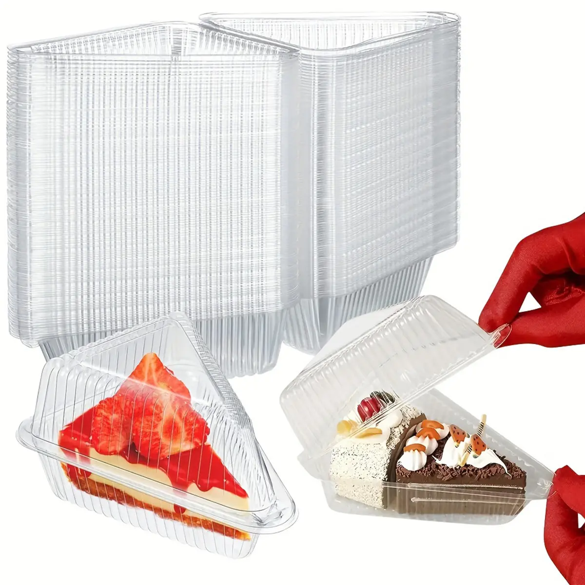 25/50/100pc triangular cake boxes with lids, Bakeware, Baking Accessories, Baking Supplies, mousse baking boxes, food storage boxes, transparent plastic multi-layer cake boxes suitable for cakes, pastries, dessert storage boxes, Clear Cake Box