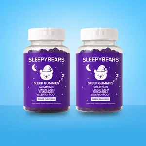 SleepyBears - Sleep Gummies - Double Pack (2 Bottles) - Melatonin, Lemon Balm, Chamomile, Valerian Root Gummies  - Grape Flavor - One Month Supply (60 gummies) - Calming Sleep Dietary Supplement