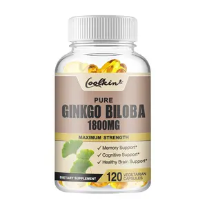 Coolkin - Organic Ginkgo Biloba Veggie Capsules - 1800 mg Per Capsule - Brain Health, Memory Clarity, Cognitive Support. Improve concentration, excellent brain power supplement, high absorption