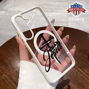 Magnetic Phone case Compatible with Galaxy S23  Ultra S24 Plus FE S25 S22+ Team Jesus Pattern Non-Yellowing Shockproof Soft Silicone Transparent Acrylic Cover Supports Wireless Charging