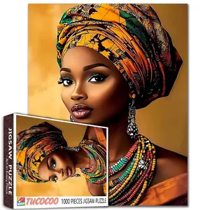 Tucocoo African Elegance Portrait 1000 Pieces Jigsaw Puzzle Graceful Cultural Art for Adults Relaxing Stress Relief Family Game Brain Training Gift Wall Decor 27.5x20inch(70x50cm)