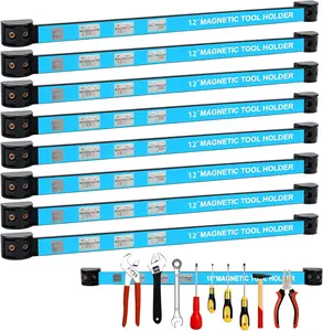 8PCS 12''Magnetic Tool Holder Strip,Metal Tool Magnet Bar for Garage Organization Heavy Duty Metal Tool Organizer Rack, Space Saving, For Workshop, Garage, Home (12inch)