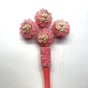 【B006】Clay Design Flower Beads for Pen Keychains Beads - Natural Clay Crafting Material with Sparkling Accents Art Charms Diy Jewelry Making