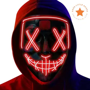Halloween Mask LED Light-Up Mask for Cosplay, Festival, Masquerade Party, Scary Glow Mask for Carnival, Costume, Halloween 2024 (Color will send randomly!)