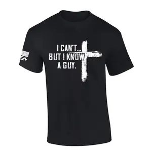 Mens Christian Tshirt I Can't But I Know A Guy Cross Short Sleeve T-shirt Fabric Menswear