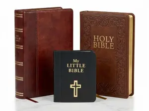 KJV Bible Bundle – Mini Pocket 2” Scripture + Standard & Giant Print Faux Leather Red Letter Bibles (Brown Editions)