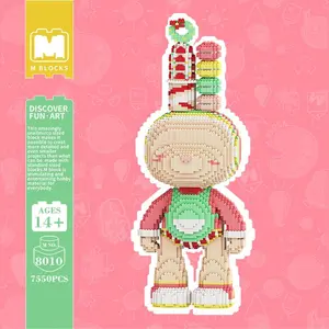 Momo Series Creative Rabbit Shaped Building Blocks Model, 7550 Pieces 55cm High Hamburger Rabbit Unique Playset for Boys and Girls, Home Decor Gift