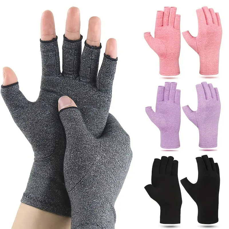 1pair Compression Gloves - Size Up Now - Outdoor Sports Accessories Active Pink Fingerless Purple Warmth Pink Pink Pink