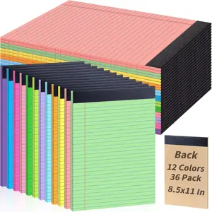 36 Pack 8.5 x 11 Colored Legal Pads Wide Ruled Lined Note Pads with Micro-Perforated, 30 Sheets per Pad Notepad for School Office & Home Supplies
