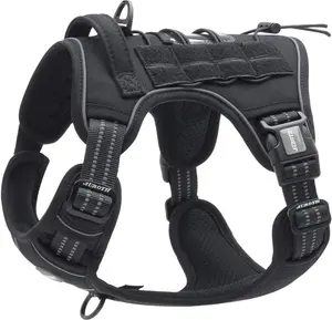 Auroth Tactical Dog Harness for Large Dogs No Pull Adjustable Pet Harness Reflective K9 Working Training Easy Control Pet Vest Military Service Dog Harnesses Black XL AUROTH
