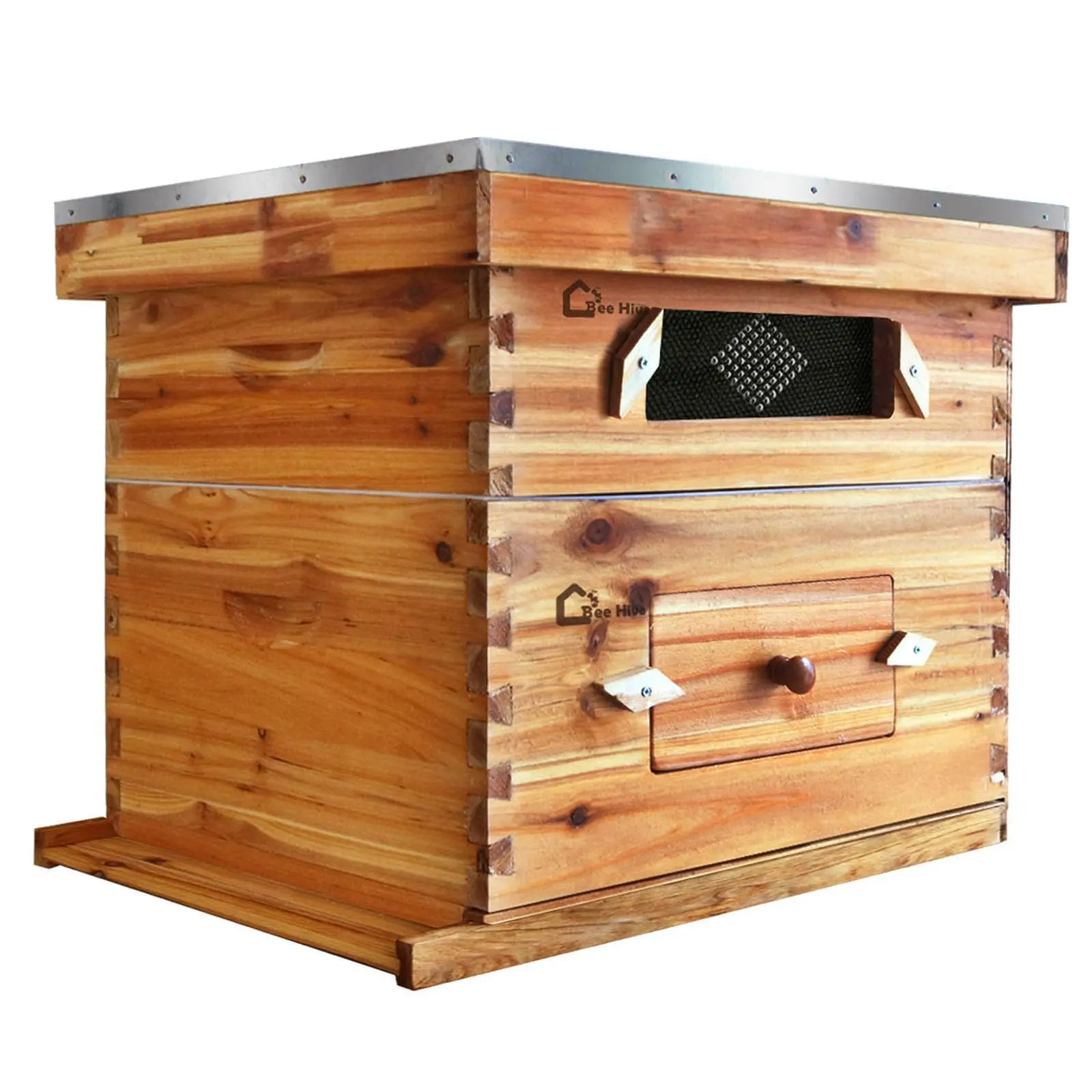 GAOMON Complete 10-Frame Langstroth Beehive Starter Kit for Beginners - Cedarwood Wax Coated Hive with Deep & Medium Boxes, Acrylic Window Frames, Foundation, Detachable Bottom Board, Entrance Reducer