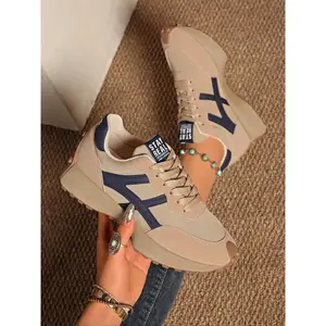 Women's Fashion Thick Sole Sports Shoes, Breathable Walking Shoes, Comfortable Support, Casual Daily Wear and Fitness, Low Top Textile Sneakers, Versatile Walking Shoes