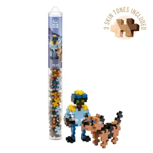 Plus-Plus Tube - Everyday Heroes - Police, 70 Piece Tube with Customizable Skin Tones for Kids, 3 Different Tones Included