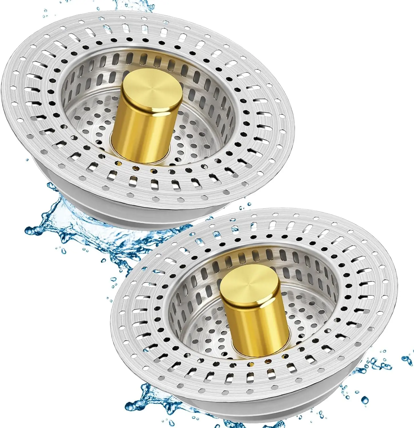 Upgraded 3-in-1 kitchen sink drain filter, stainless steel pop-up sink cover with food collection basket, meets US standard 3-1/2-inch drain hole specifications