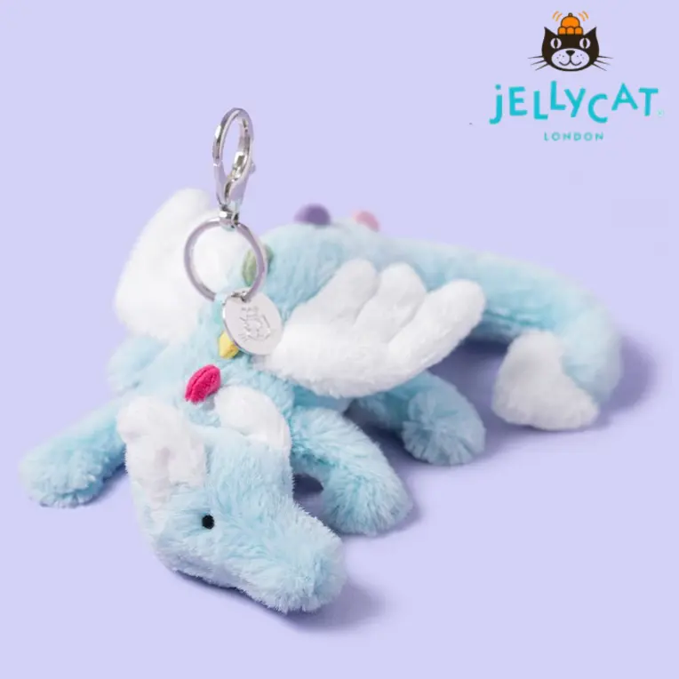 Sky Dragon Jellycat Keychain Bag Charm Plush Keychain Cute Bag Accessory Backpack Charm Collectible Plush Stuffed Animal Purse Charm Kawaii Gift for Women, Girls, Kids & Collectors