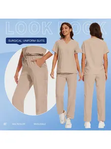 Women's Operating Room Scrubs Short Sleeve Nurse Uniform Operating Gown and Isolation Gown
