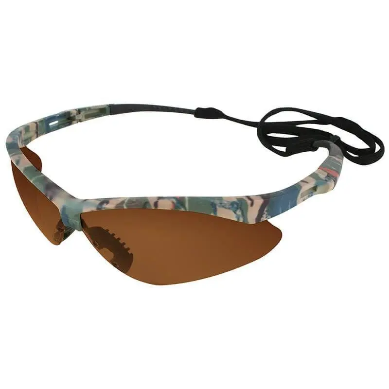 KleenGuard Nemesis Safety Glasses, Camo Frame (140 mm Width), Bronze Lens, Flexible Wraparound Design, Bisphenol A (BPA)-Free Safety Gear for Home Improvement, Security Work