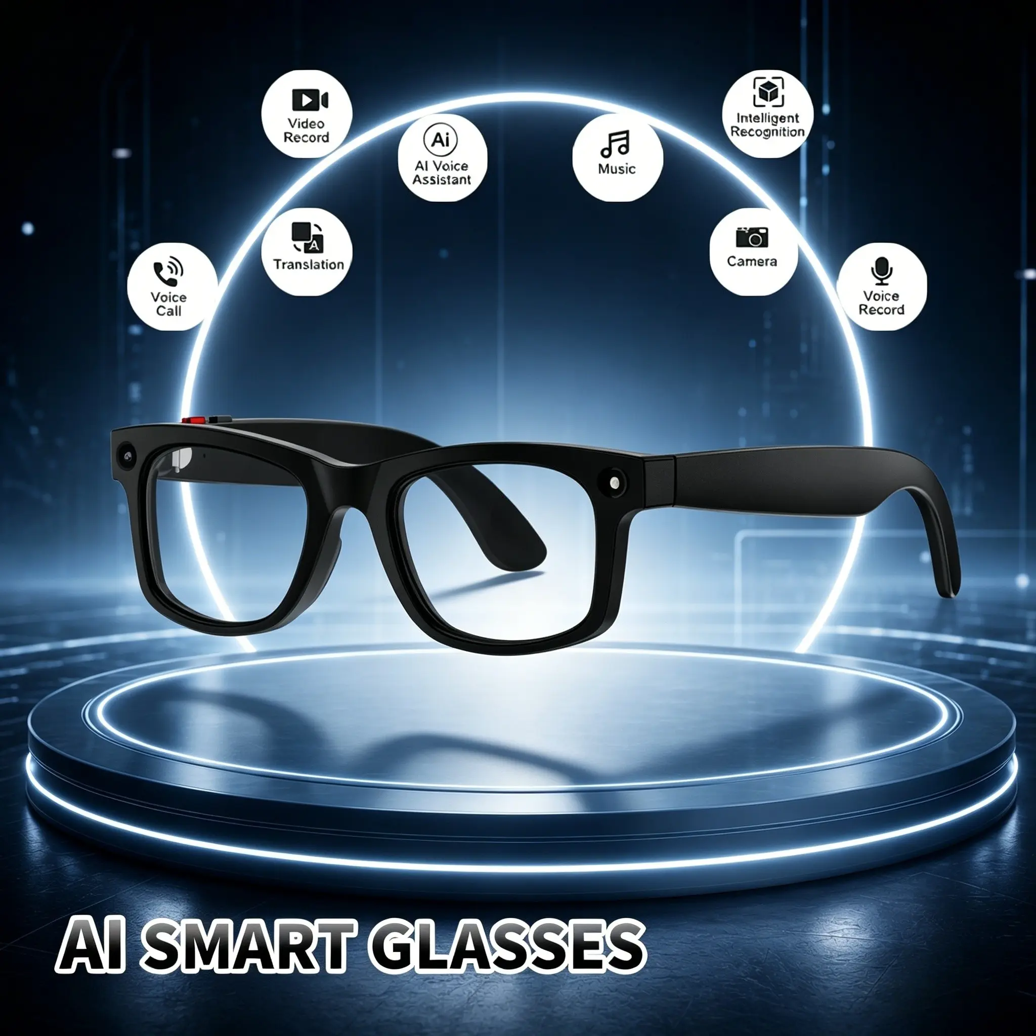 2026 New Smart Glasses Aimb S2 Max, HD Camera, Ai Translation, Video Recording, Bluetooth-compatible Music, Blue Light Blocking, Unisex Daily Wear, Multifunctional Smart Glasses