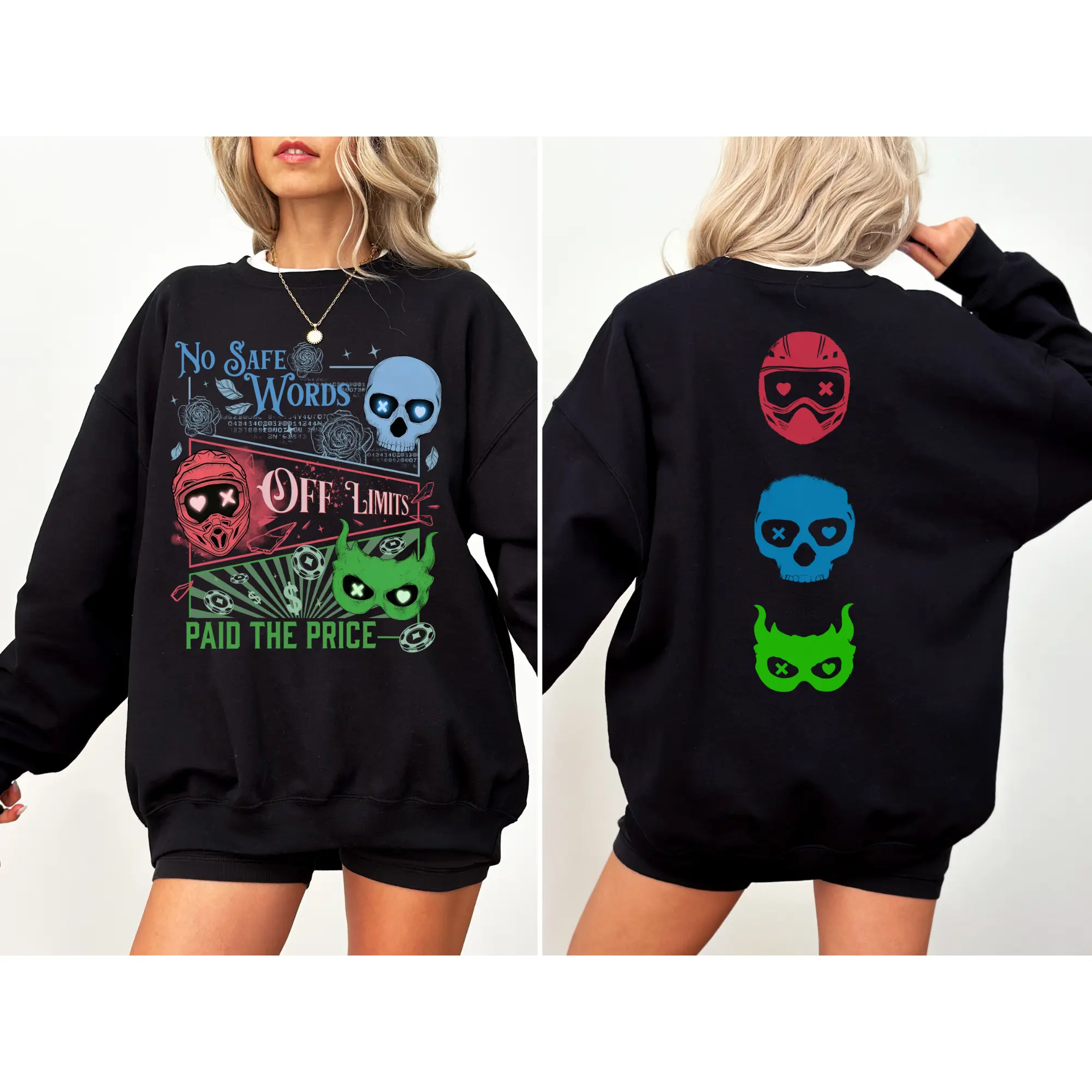 Officially Licensed Lights Out, Caught Up, Game On Masked Men Sweatshirt, Library Dark Romance, Into Darkness Series, Navessa Allen Shirt, Morally Grey Book Shirt