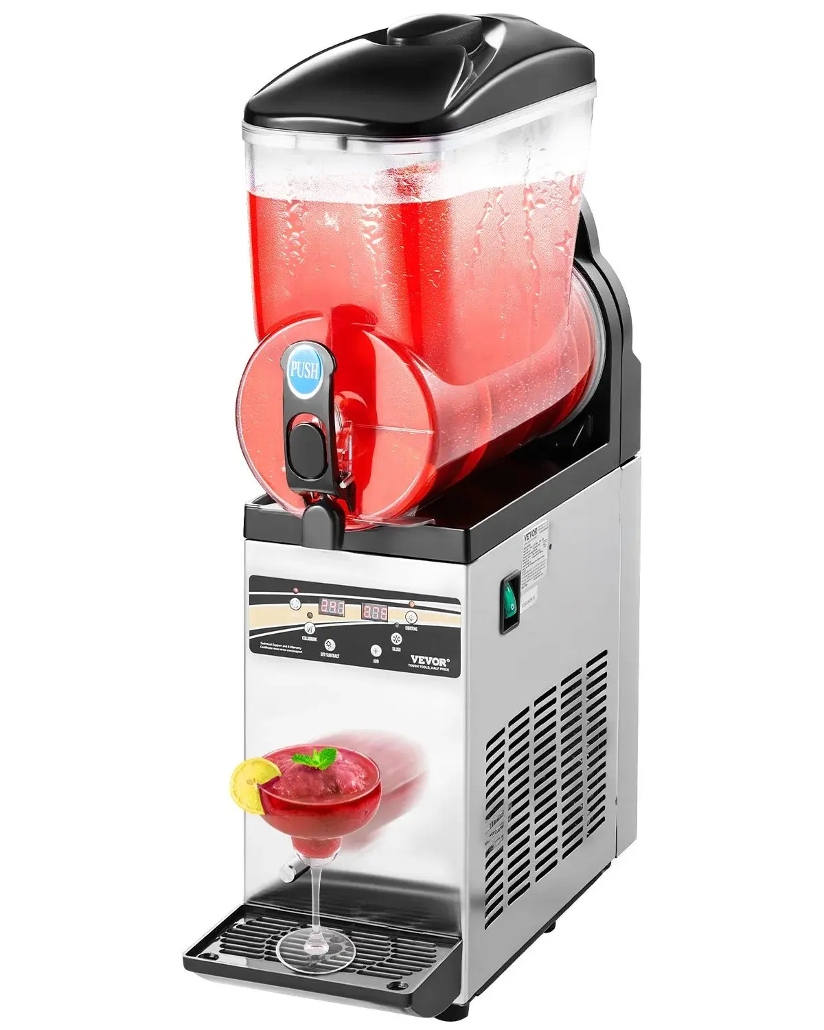 VEVOR 15L Stainless Steel Single Tank Commercial Slushie Machine - Digital Temperature Control, Easy Cleaning Frozen Drink Maker for Summer | DealsForYouDays