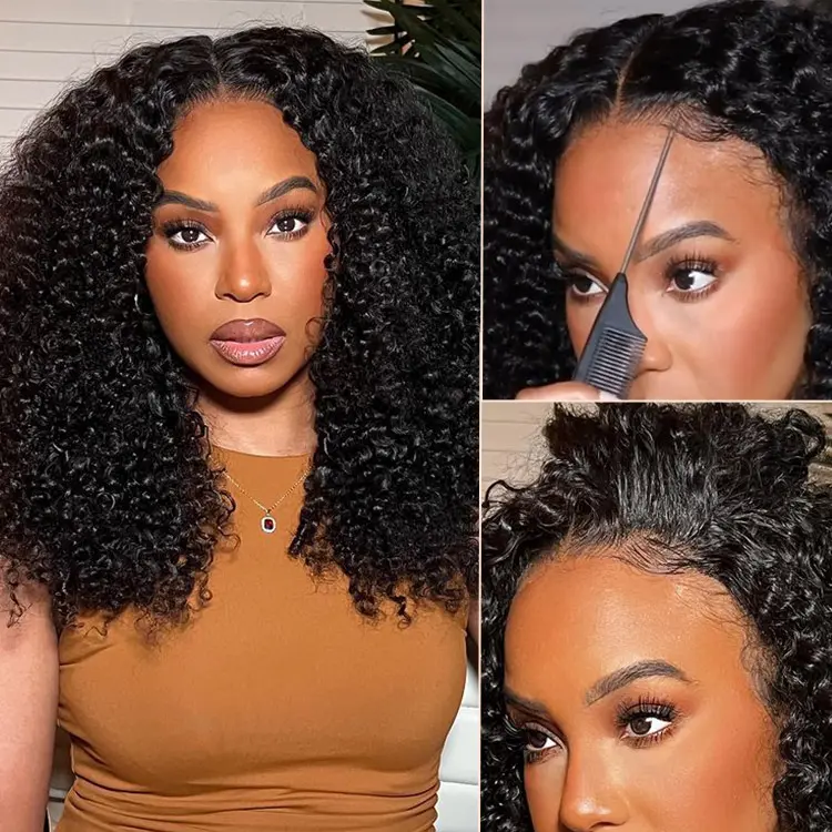 AliPearl Hair Short Curly 4x7 Closure Wigs Ready To Go Glueless Wigs Pre Cut Pre Bleached Curly Human Hair 13x4 Lace Frontal Wig TikTokShopBacktoSchool FallFreshness #SummerWins #DealsForYouDays