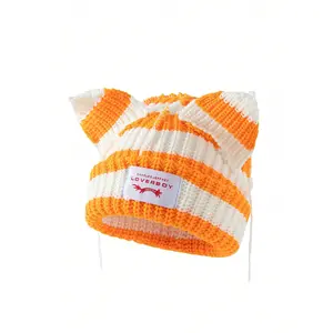 1pc Women's Fashionable Car Embroidered Ear Flap Knitted Hat, Suitable For Daily Wear And Travel In Autumn And Winter,School