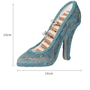 Velvet ring storage organzer, Blue Jewelry ring display stand for selling, Metal Jewelry holders for show【Velvet Ring holder shoe】