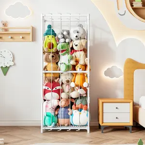 Stuffed Animal Storage, Metal Tube Stuff Animal Organizer, 55.5” x 18.5” x 13” Stuffed Animal Cage With Brake Wheel and Fixed buckle, Sturdy Toy Organizer for Nursery, Kids Room, Playroom Deals For You Days
