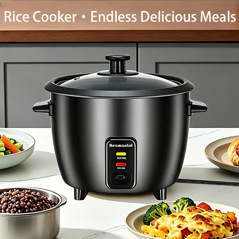 Smart 0.6L Mini Rice Cooker 3 Cups Family CapacityPortable Multi-purpose Household Appliance for 1-2People Stainless Steel Measuring Pitcher with Lid Espresso Distribution Tool - Ricecooker