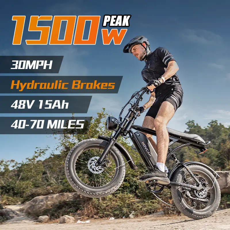 【Summer SALE】Movcan V60/V60 Pro Fat Tire Electric Bike for Adults, 1500/2000W Motor, Up to 30/33 MPH, 48V 15.6Ah/18.2Ah Removable Long-Range Battery, Carbon Steel Frame, Dual Suspension, 20"x4" All-Terrain E-Bike, Shimano 7-Speed,  Dual Hydraulic Brakes,,