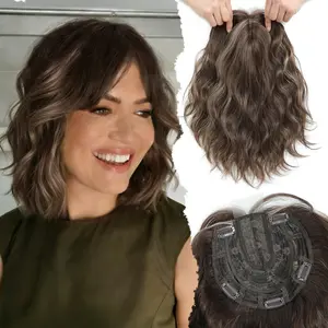 11 Inch Short Wavy Hair Topper for Women with Thinning Hair, Volume Booster Wiglet for White Hair Coverage, Natural Looking Hairpiece, Heat Resistant Synthetic Topper for Women