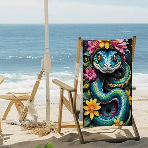 Snake Print Beach Towel, Quick-Dry Soft Microfiber, Multiple Sizes, Lightweight Sandproof, Foldable, Ideal for Swimming, Yoga, Fitness, Travel