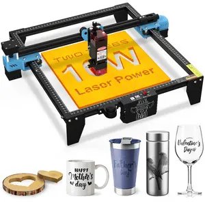 TTS-10 engraving machine, 10W high power laser cutter, capable of cutting 8mm wood and 20mm plywood, 0.01mm high precision, built-in WiFi and Wireless, suitable for engraving wood metal stainless steel compressed boards