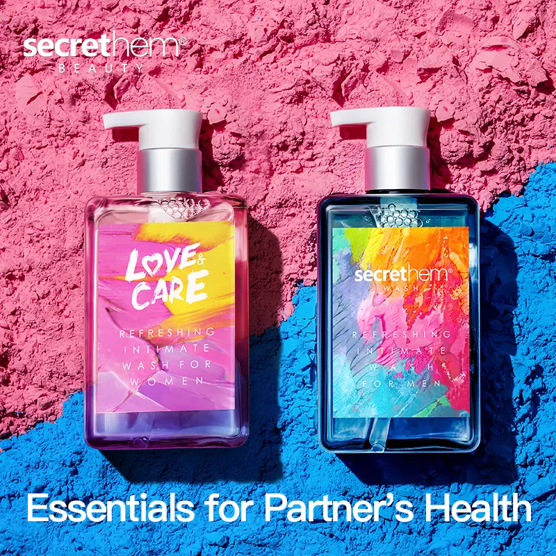secrethem Intimate & Body Wash with Mint, pH Balanced Soothing Cleanser for Odor & Itch Relief, Gentle Hypoallergenic Body Care for Men & Women, Verbena Scent, 260ml, Antibacterial Wash, Natural Fragrance Body Wash & Cleansers