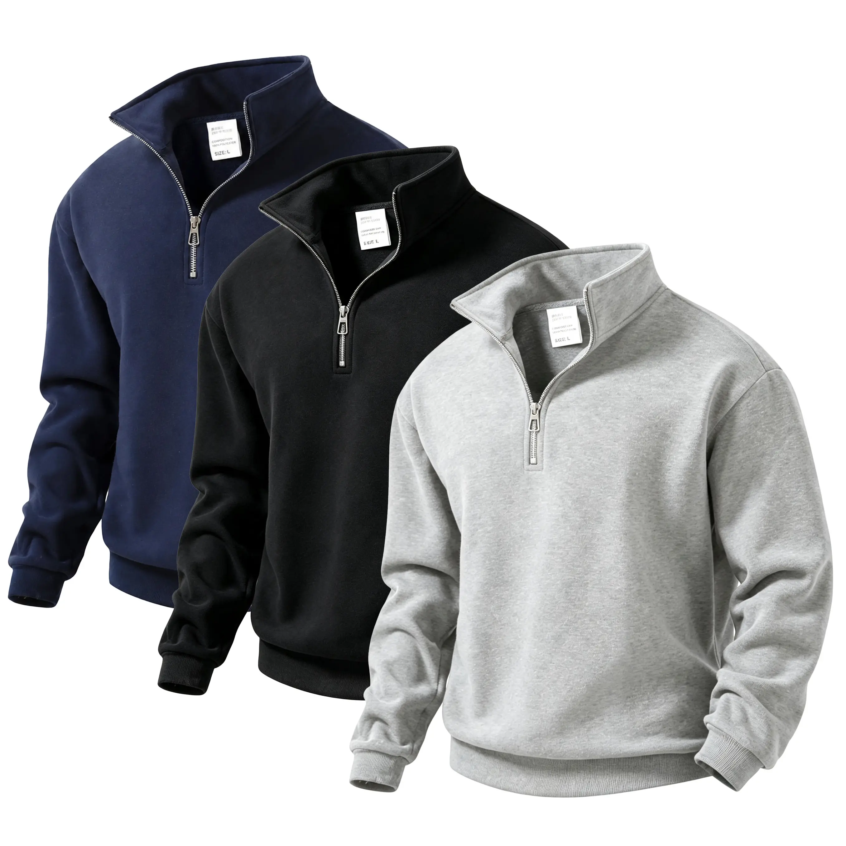 Quarter Zip Stand Collar Sweatshirt Loose Fit Casual Streetwear Pullover- Comfortable & Versatile Pullover Tops for Everyday  fall clothes casual  men boyfriend gifts