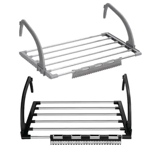 Portable Clothes Drying Rack with Sock Clips Stainless Steel Shoe Rack Reusable Window Towel Storage Rack for Balcony Railings Windowsill