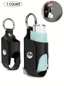 1pc Asthma Inhaler Holder Cases, Portable Outdoor Protection, Faux Leather Cervical Spray Bottle Holder Lightweight & Not Lost, Ideal for Travel, Men'S & Women'S, Travel Organizer, Christmas Gift, Travel Accessories, Portable Travel Accessory
