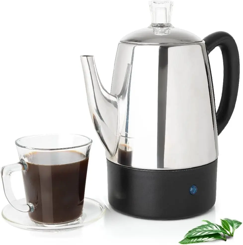 10 Cup Percolator Coffee Pot Electric, Stainless Steel Coffee Percolator Electric With Keep Warm Function, Classic Perculator Pot With Removable Basket for  or Office