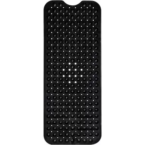 Extra Long 40 x 16 Inch Non Slip Bathtub Mat - Anti Slip Black Shower Mat with Suction Cups for Tub and Smooth Shower Floors