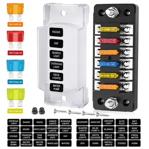 Nilight 6 Way Fuse Block with Negative Bus 12V Blade Fuse Holder ATC/ATO Standard Fuse Box Label Stickers Waterproof Cover Fuse Panel for Automotive Cars Trucks RVs Campers Vans, 2 Years Warranty, Current Cut-Off